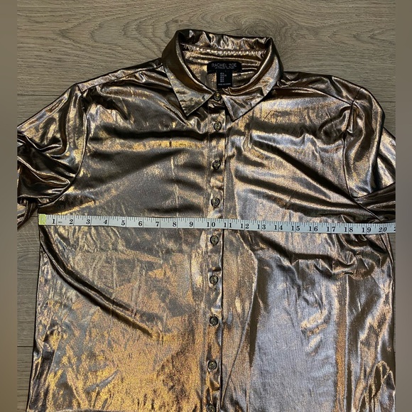 Rachel Zoe Liquid Copper Button-Down Shirt Size L metallic chic event - Picture 6 of 9